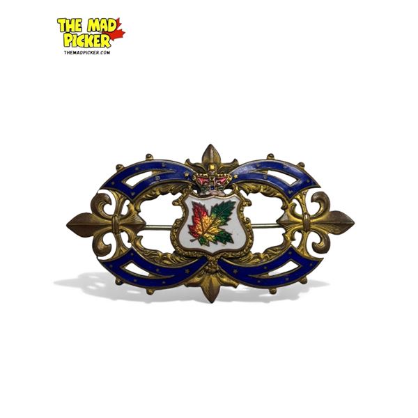 Vintage Brass & Enamel Canadian Brooch