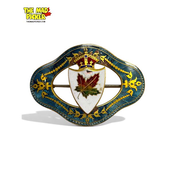 Vintage Brass & Enamel Canadian Brooch