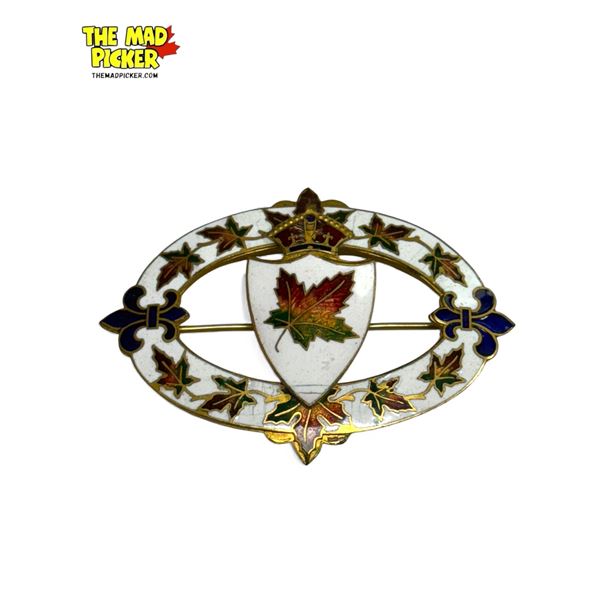 Vintage Brass & Enamel Canadian Brooch