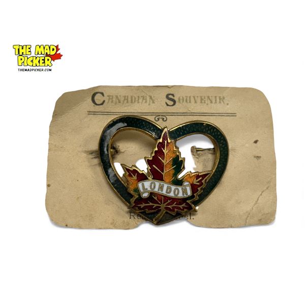 Vintage Brass & Enamel London Brooch Canadian Souvenir