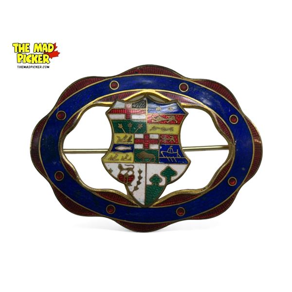 Vintage Brass & Enamel Brooch With British Iconography