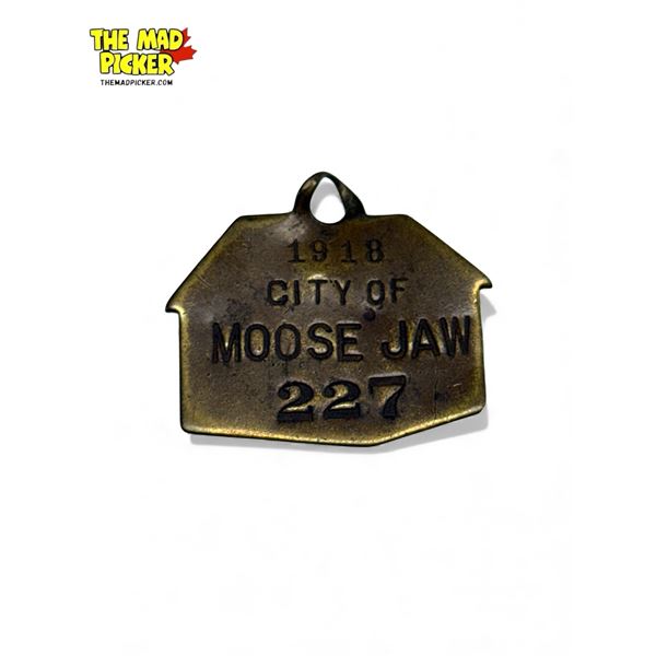Vintage 1918 City Of Moose Jaw Brass Tag