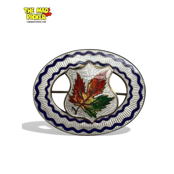 Vintage Enamel On Sterling Silver Brooch