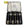 Image 1 : Vintage Sheffield Era Silver Figural Spoon Set, In Original Case