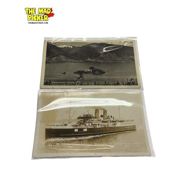 2 Vintage Postcards, Cowichan Lake B.C & The Ss Lady Alexandra