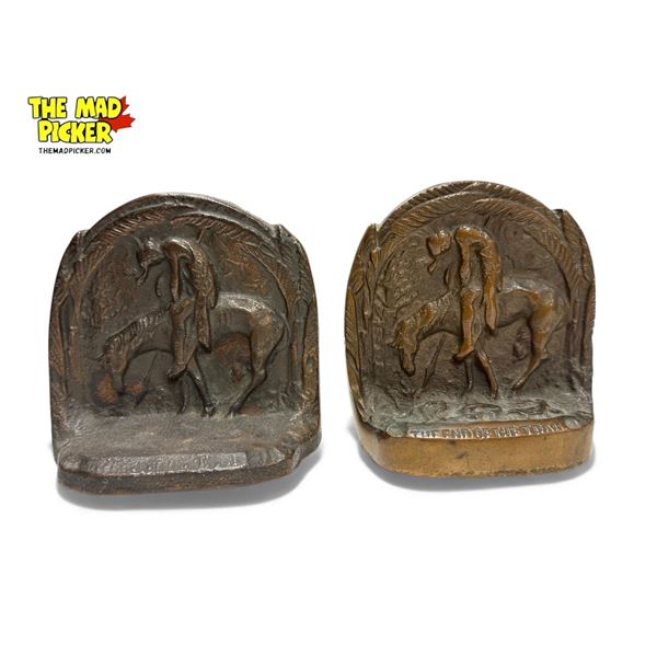 Vintage Bronze "The End Of The Trail" Bookends