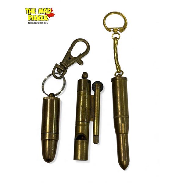3 Vintage Keychain Bullet Lighters