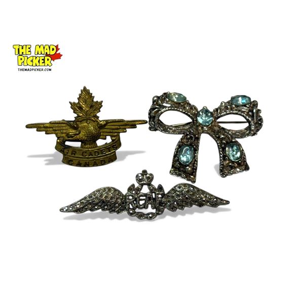 Vintage Rcaf Brooch, Air Cadet Brooch, & Costume Jewelry Brooch