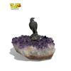 Image 2 : Carved Stone Parrot On Brass Stand & Silver Eagle On Amethyst