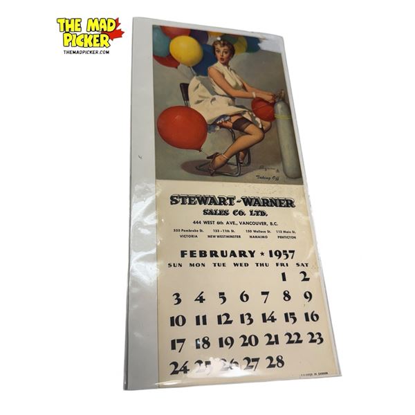 Vintage Stewart Warner Vancouver B.C Pin Up Girl Calendar 1957