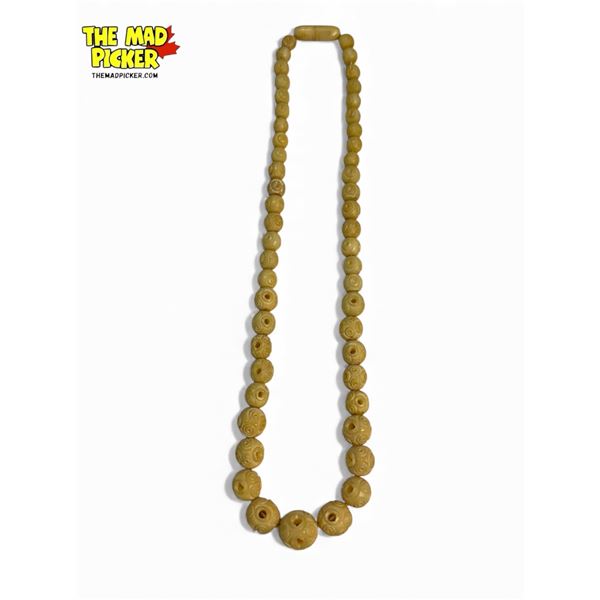 Vintage Carved Bone Bead Necklace