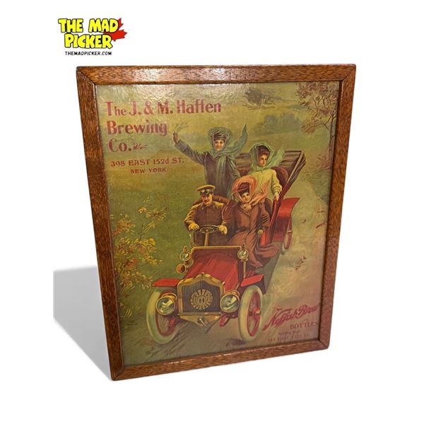 Vintage Framed The J & M Haffen Brewing Co Advertisement