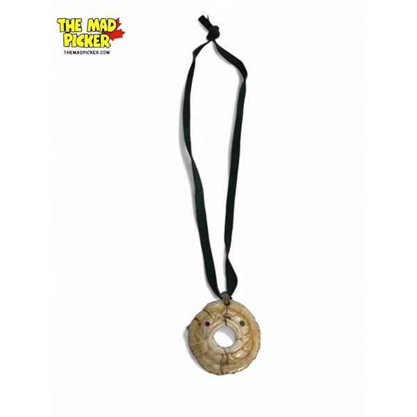 Vintage Carved First Nations Antler Pendant With Leather Necklace