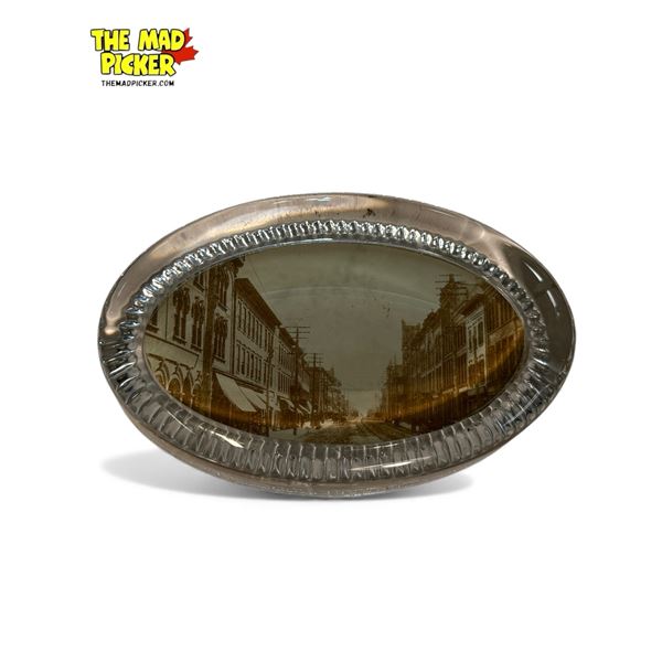 Vintage Glass Paperweight With Old Photo