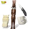 Image 1 : Assorted Collectibles, Belt Buckle, Ruko Knife, Soapstone Owl & Wood Carved African Lady