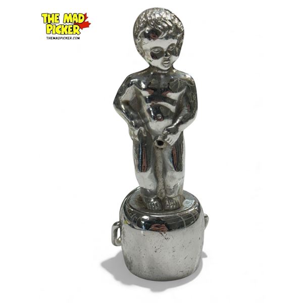 Vintage Silver Plate Peeing Boy Wine Bottle Topper