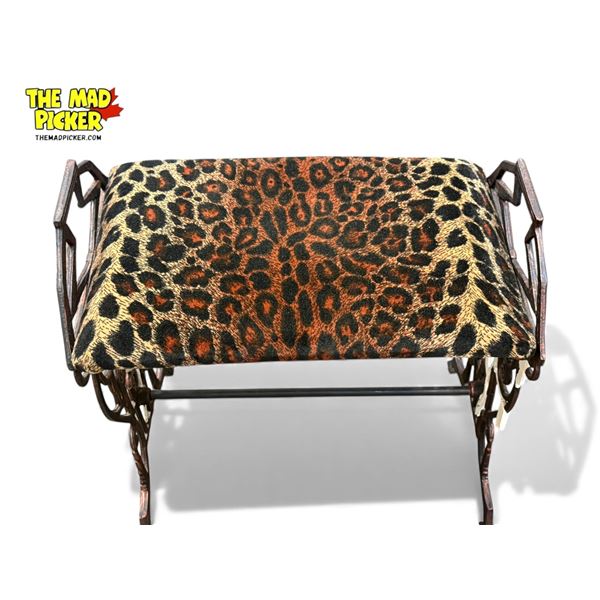 Vintage Art Deco Leopard Print Stool