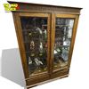 Image 1 : Early 20th Century Oak Curio Cabinet With Leaded Glass Doors and Lower Drawer 64x44x19"