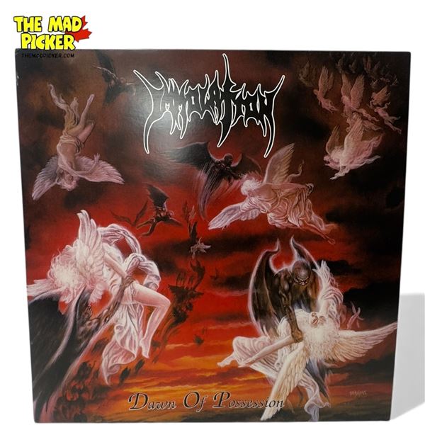 Immolation Dawn Of Possession Vinyl Record With White Red Splatter Colorway, In Sleeve