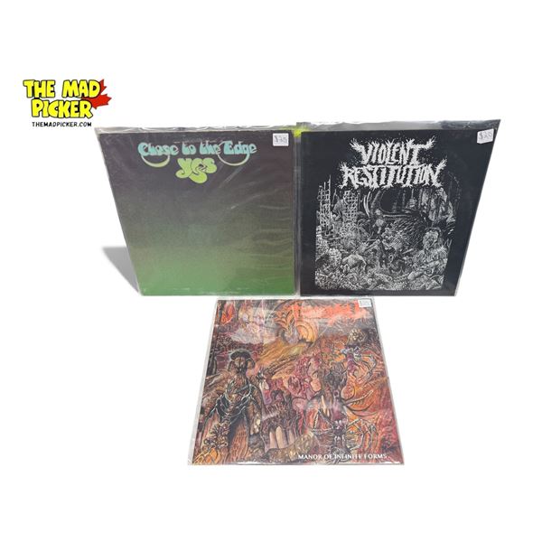 3 Heavy Metal Vinyl Records, In Sleeves