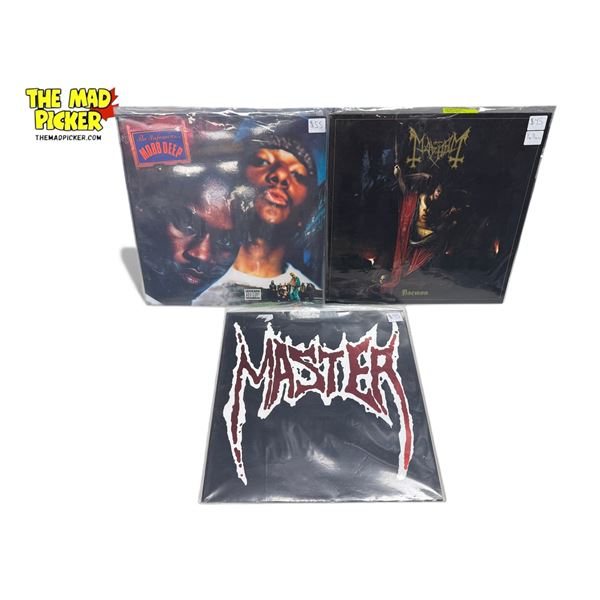 3 Heavy Metal Vinyl Records, In Sleeves
