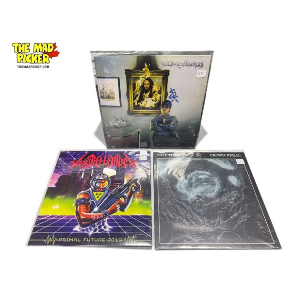 3 Heavy Metal Vinyl Records, In Sleeves