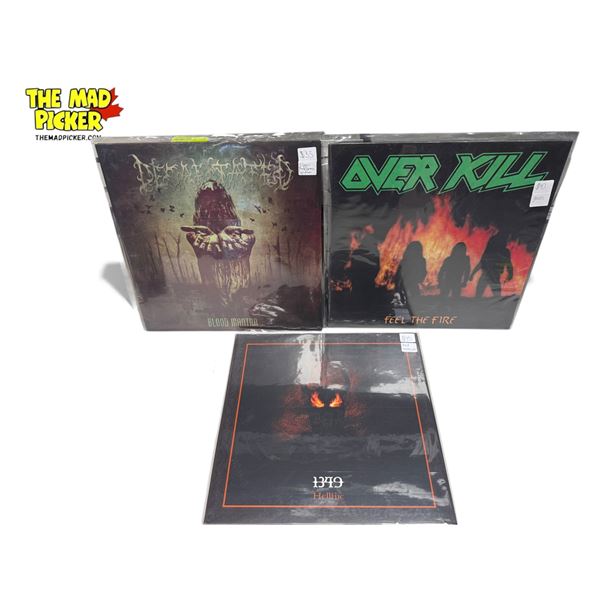3 Heavy Metal Vinyl Records, In Sleeves