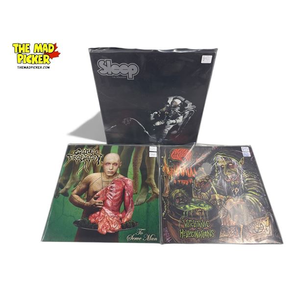 3 Heavy Metal Vinyl Records, In Sleeves
