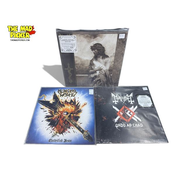 3 Heavy Metal Vinyl Records, In Sleeves