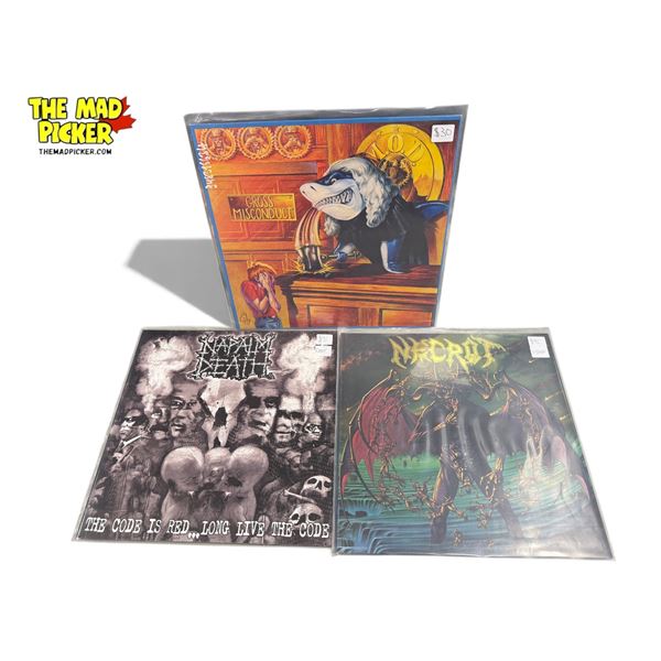 3 Heavy Metal Vinyl Records, In Sleeves