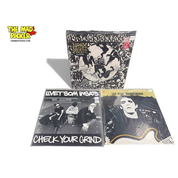 3 Heavy Metal Vinyl Records, In Sleeves