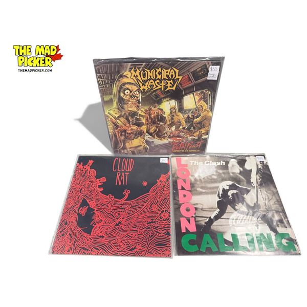 3 Heavy Metal Vinyl Records, In Sleeves