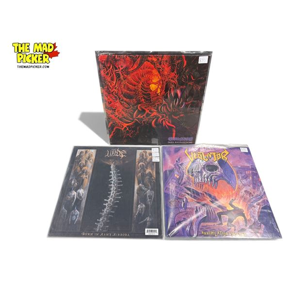 3 Heavy Metal Vinyl Records, In Sleeves