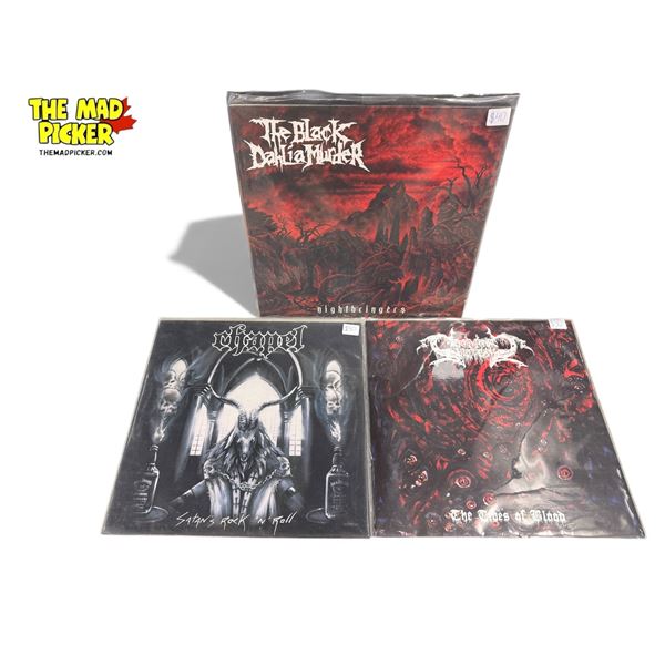 3 Heavy Metal Vinyl Records, In Sleeves