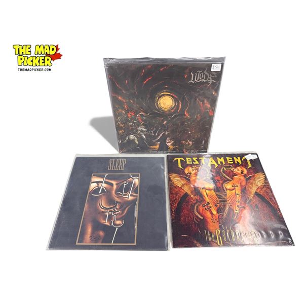 3 Heavy Metal Vinyl Records, In Sleeves