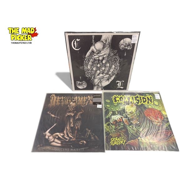 3 Heavy Metal Vinyl Records, In Sleeves