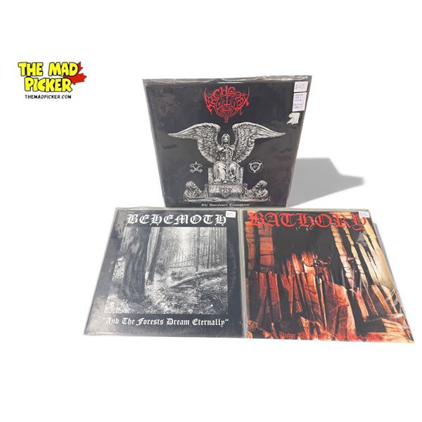 3 Heavy Metal Vinyl Records, In Sleeves