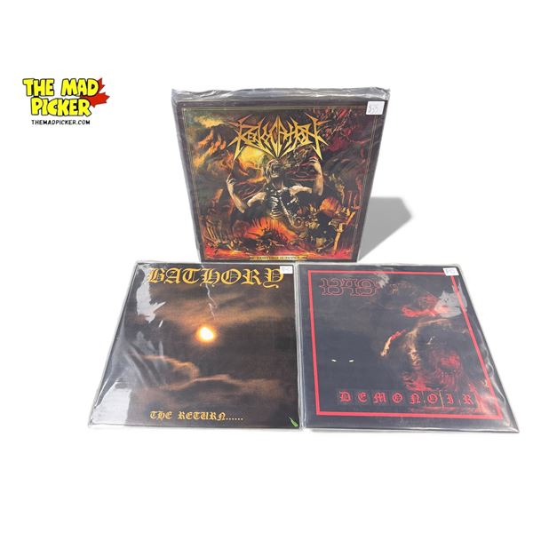 3 Heavy Metal Vinyl Records, In Sleeves