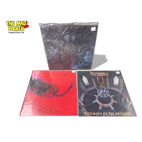 3 Heavy Metal Vinyl Records, In Sleeves