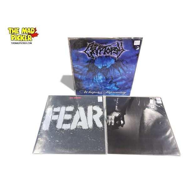 3 Heavy Metal Vinyl Records, In Sleeves