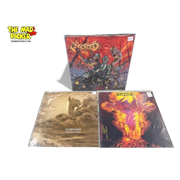 3 Heavy Metal Vinyl Records, In Sleeves