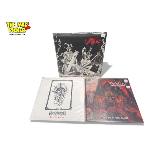 3 Heavy Metal Vinyl Records, In Sleeves