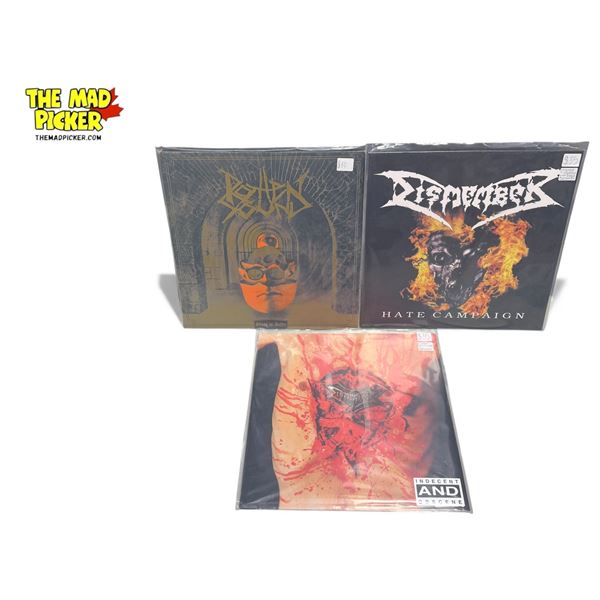 3 Heavy Metal Vinyl Records, In Sleeves