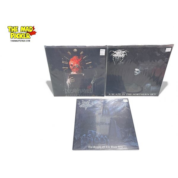 3 Heavy Metal Vinyl Records, In Sleeves