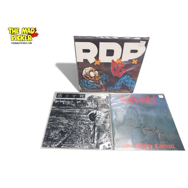 3 Heavy Metal Vinyl Records, In Sleeves