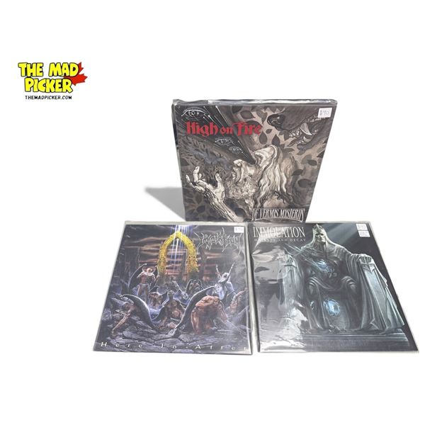 3 Heavy Metal Vinyl Records, In Sleeves