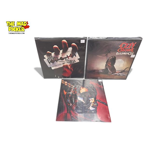 3 Heavy Metal Vinyl Records, In Sleeves