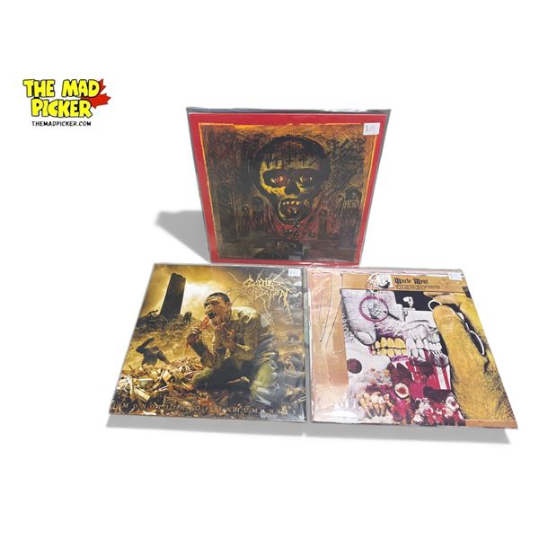 3 Heavy Metal Vinyl Records, In Sleeves