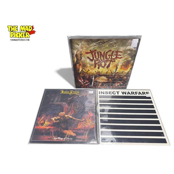 3 Heavy Metal Vinyl Records, In Sleeves