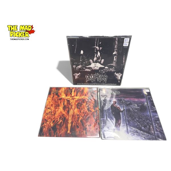 3 Heavy Metal Vinyl Records, In Sleeves